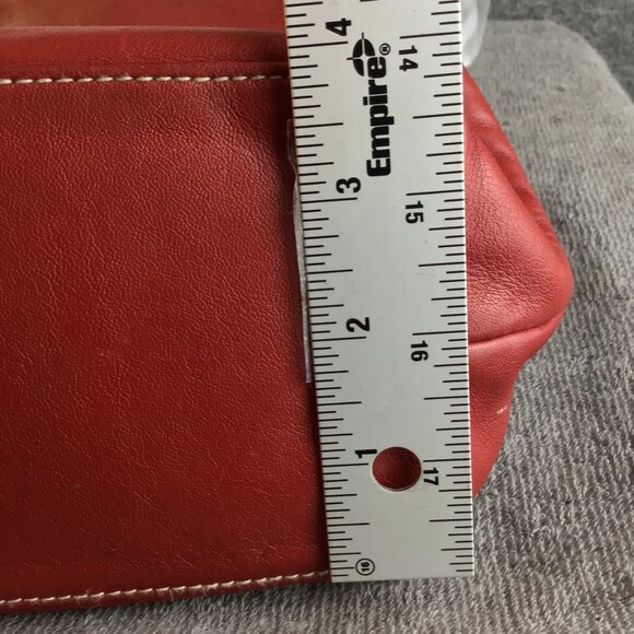 Vintage Red Leather Ralph Lauren Hobo Handbag Purse Shoulder Clutch - Picture 8 of 11